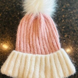 Pink and White soft Pom-Pom Beanie